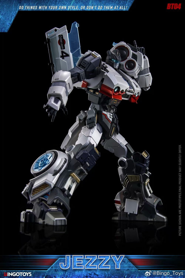 BingoToys BT-07 Super Soldier Jezzy Jazz mecha figure with white/red armor, collector grade packaging