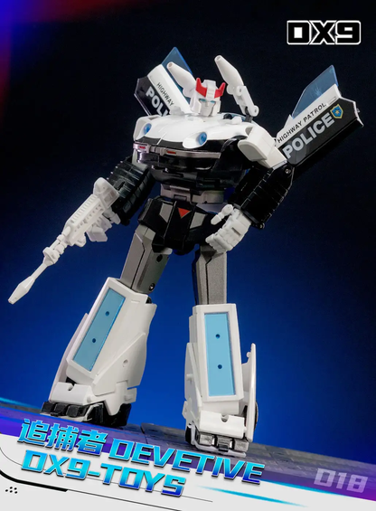 DX9 D18 Devetive Prowl white Highway Patrol Police robot with weapon