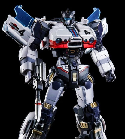 BingoToys BT-07 Super Soldier Jezzy Jazz robot front view - white/red/blue color scheme, Cyber.com branding