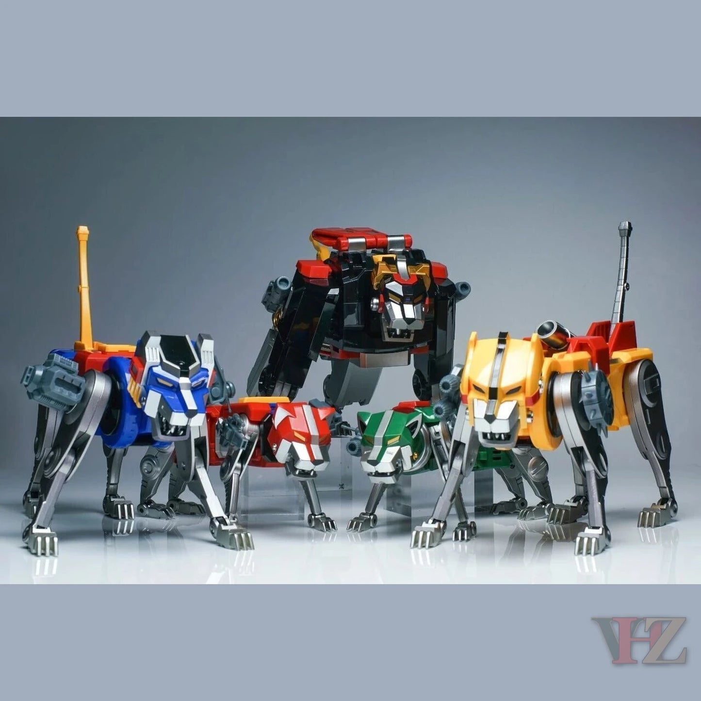 Group of Metal Club lion robot figures in multiple colors