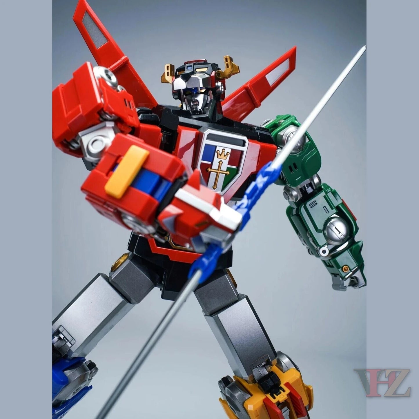 Metal Club MuscleBear 38cm Voltron action figure reissue with red wings, dual swords, shield emblem - Vilo Hobby Zone