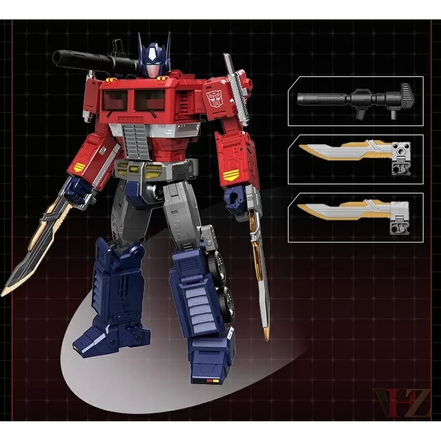 Weapons and accessories included with Takara Tomy Optimus Prime Style Gen